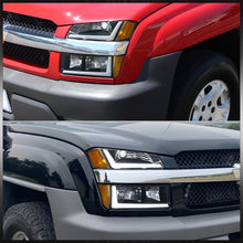 Load image into Gallery viewer, Chevrolet Avalanche (Plastic Body Cladding Models Only) 2002-2006 LED DRL Bar Factory Style Headlights + Bumpers Black Housing Clear Len Amber Reflector

