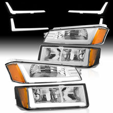 Load image into Gallery viewer, Chevrolet Avalanche (Plastic Body Cladding Models Only) 2002-2006 LED DRL Bar Factory Style Headlights + Bumpers Chrome Housing Clear Len Amber Reflector
