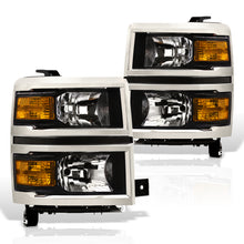 Load image into Gallery viewer, Chevrolet Silverado 1500 2014-2015 Factory Style Headlights Black Housing Clear Len Amber Reflector (Will Not Fit 2500 &amp; HD Models)
