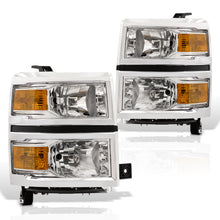 Load image into Gallery viewer, Chevrolet Silverado 1500 2014-2015 Factory Style Headlights Chrome Housing Clear Len Amber Reflector (Will Not Fit 2500 &amp; HD Models)
