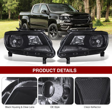 Load image into Gallery viewer, 2015-2020 Chevy Colorado 4-Door Extra Cab | Crew Cab Models Compatible w/ Factory Halogen Headlight Models Only Black Housing Clear Lens Reflector
