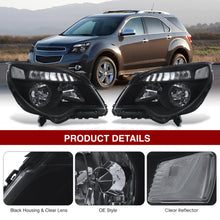 Load image into Gallery viewer, 2010-2015 Chevrolet Equinox Halogen Conbination Headlamp W/o Projector Bean Black Housing Clear Lens Reflector
