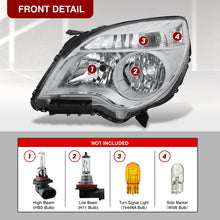 Load image into Gallery viewer, 2010-2015 Chevrolet Equinox Halogen Conbination Headlamp W/o Projector Bean Chrome Housing Clear Lens Reflector
