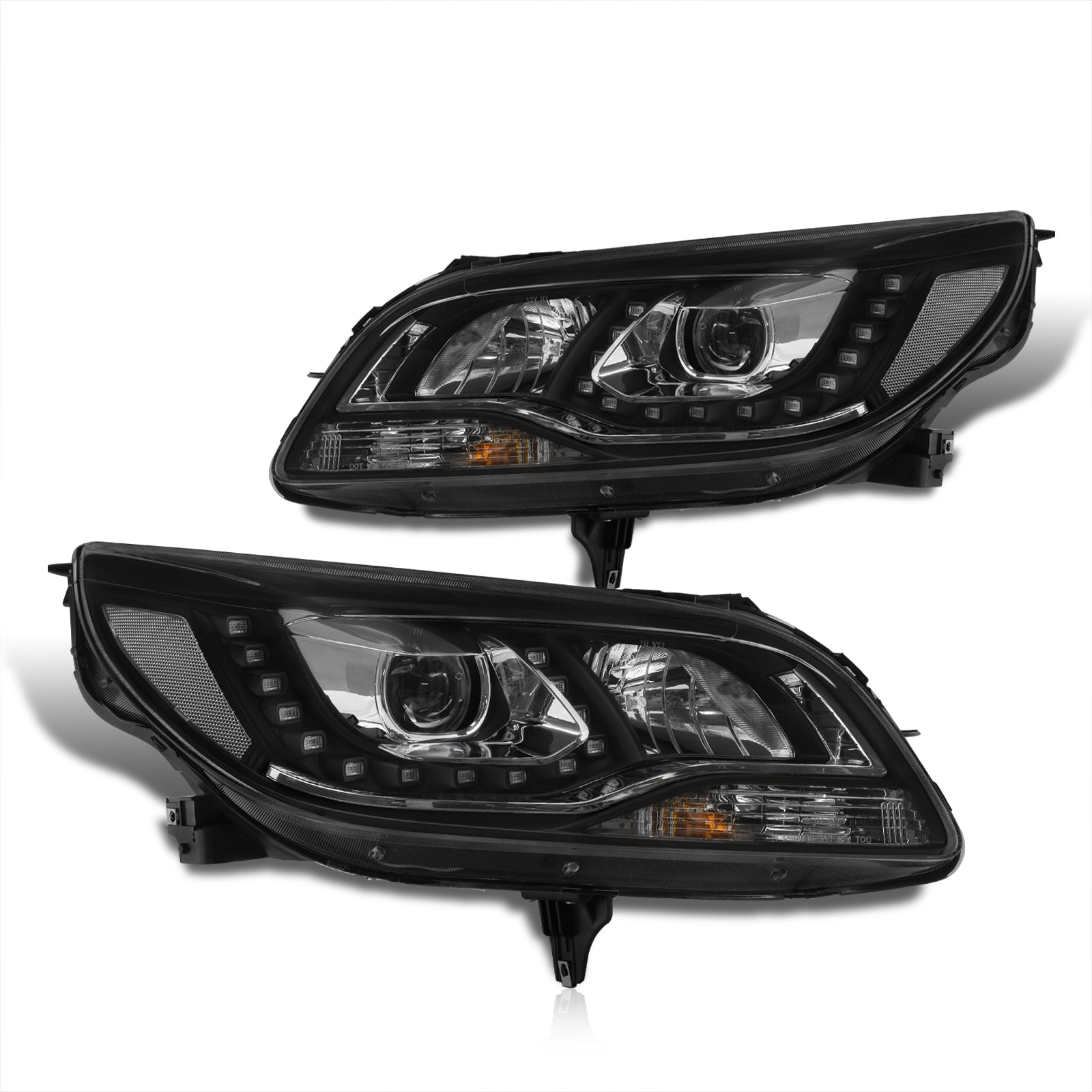 AKKON Projector Headlights For 2013-2015 Chevy Malibu - Black Housing With LED DRL