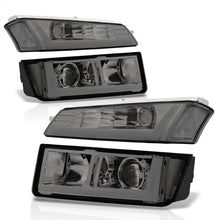 Load image into Gallery viewer, Chevrolet Avalanche (Plastic Body Cladding Models Only) 2002-2006 Sequential LED DRL Bar Projector Headlights + Bumpers Chrome Housing Smoke Len Clear Reflector
