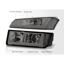 Load image into Gallery viewer, Chevrolet Avalanche (Plastic Body Cladding Models Only) 2002-2006 Sequential LED DRL Bar Projector Headlights + Bumpers Chrome Housing Smoke Len Clear Reflector
