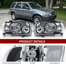 Load image into Gallery viewer, Ford Escape 2005-2007 Headlight Chrome Housing Clear Lens Reflector
