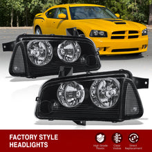 Load image into Gallery viewer, DODGE CHARGER 2006-2010 HEADLAMPS Black Housing Clear Lens Reflector
