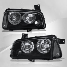 Load image into Gallery viewer, DODGE CHARGER 2006-2010 HEADLAMPS Black Housing Clear Lens Reflector

