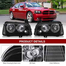 Load image into Gallery viewer, DODGE CHARGER 2006-2010 HEADLAMPS Black Housing Clear Lens Reflector
