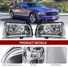 Load image into Gallery viewer, DODGE CHARGER 2006-2010 HEADLAMPS Chrome Housing Clear Lens Reflector
