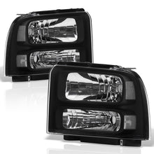 Load image into Gallery viewer, Ford F250 F350 F450 Super Duty 2005-2007 Factory Style Headlights Black Housing Clear Len Clear Reflector
