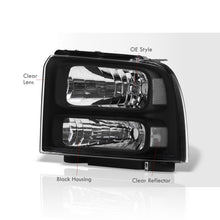 Load image into Gallery viewer, Ford F250 F350 F450 Super Duty 2005-2007 Factory Style Headlights Black Housing Clear Len Clear Reflector
