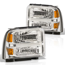 Load image into Gallery viewer, Ford F250 F350 F450 Super Duty 2005-2007 Factory Style Headlights Chrome Housing Clear Len Amber Reflector
