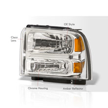 Load image into Gallery viewer, Ford F250 F350 F450 Super Duty 2005-2007 Factory Style Headlights Chrome Housing Clear Len Amber Reflector
