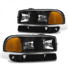 Load image into Gallery viewer, GMC Sierra 1500 1500HD 2500 2500HD 3500 1999-2006 / Sierra Classic 2007 / Yukon 2000-2006 / Yukon XL 1500 2500 2000-2006 Factory Style Headlights + Bumpers Black Housing Clear Len Clear Reflector
