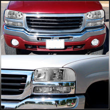 Load image into Gallery viewer, GMC Sierra 1500 1500HD 2500 2500HD 3500 1999-2006 / Sierra Classic 2007 / Yukon 2000-2006 / Yukon XL 1500 2500 2000-2006 Factory Style Headlights + Bumpers Chrome Housing Clear Len Clear Reflector
