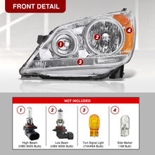 Load image into Gallery viewer, HONDA Odyssey 2005-2007 Headlight Chrome Housing Clear Lens Amber Reflector
