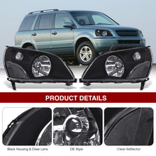 Load image into Gallery viewer, HONDA Pilot 2003-2005 Headlight Black Housing Clear Lens Reflector
