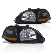 Load image into Gallery viewer, Honda Civic 1996-1998 Factory Style Headlights Black Housing Clear Len Amber Reflector
