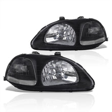 Load image into Gallery viewer, Honda Civic 1996-1998 Factory Style Headlights Black Housing Clear Len Clear Reflector
