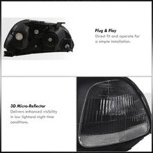 Load image into Gallery viewer, Honda Civic 1996-1998 Factory Style Headlights Black Housing Clear Len Clear Reflector
