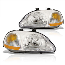 Load image into Gallery viewer, Honda Civic 1996-1998 Factory Style Headlights Chrome Housing Clear Len Amber Reflector
