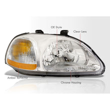 Load image into Gallery viewer, Honda Civic 1996-1998 Factory Style Headlights Chrome Housing Clear Len Amber Reflector
