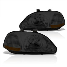 Load image into Gallery viewer, Honda Civic 1996-1998 Factory Style Headlights Chrome Housing Smoke Len Amber Reflector
