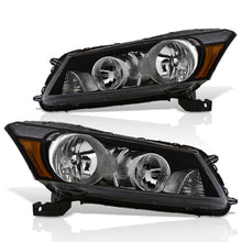 Load image into Gallery viewer, Honda Accord Sedan 2008-2012 Factory Style Headlights Black Housing Clear Len Amber Reflector

