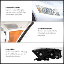 Load image into Gallery viewer, Honda Accord Sedan 2008-2012 Factory Style Headlights Chrome Housing Clear Len Amber Reflector
