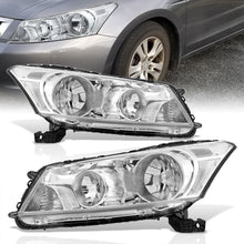 Load image into Gallery viewer, Honda Accord Sedan 2008-2012 Factory Style Headlights Chrome Housing Clear Len Clear Reflector
