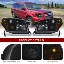 Load image into Gallery viewer, HONDA Pilot 2006-2008 Headlight Black Housing Clear Lens Amber Reflector
