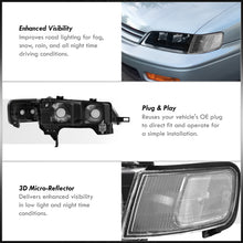 Load image into Gallery viewer, Honda Accord 1994-1997 Factory Style Headlights + Corners Black Housing Clear Len Clear Reflector
