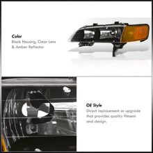 Load image into Gallery viewer, Honda Accord 1994-1997 Factory Style Headlights + Corners Black Housing Clear Len Amber Reflector (Full Amber Corners)
