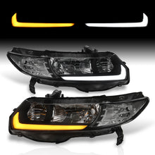 Load image into Gallery viewer, Honda Civic Coupe 2006-2011 Sequential LED DRL Bar Factory Style Headlights Black Housing Clear Len Clear Reflector
