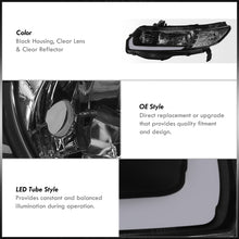 Load image into Gallery viewer, Honda Civic Coupe 2006-2011 Sequential LED DRL Bar Factory Style Headlights Black Housing Clear Len Clear Reflector
