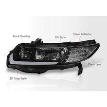 Load image into Gallery viewer, Honda Civic Coupe 2006-2011 Sequential LED DRL Bar Factory Style Headlights Black Housing Clear Len Clear Reflector
