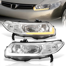 Load image into Gallery viewer, Honda Civic Coupe 2006-2011 Sequential LED DRL Bar Factory Style Headlights Chrome Housing Clear Len Clear Reflector
