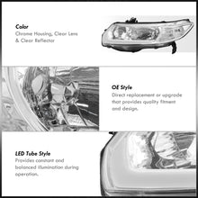 Load image into Gallery viewer, Honda Civic Coupe 2006-2011 Sequential LED DRL Bar Factory Style Headlights Chrome Housing Clear Len Clear Reflector
