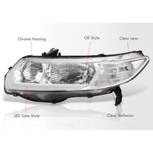 Load image into Gallery viewer, Honda Civic Coupe 2006-2011 Sequential LED DRL Bar Factory Style Headlights Chrome Housing Clear Len Clear Reflector
