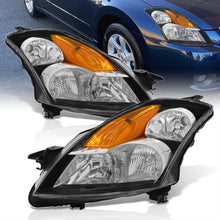 Load image into Gallery viewer, Nissan Altima Sedan 2007-2009 Factory Style Headlights Black Housing Clear Len Amber Reflector (Halogen Models Only)
