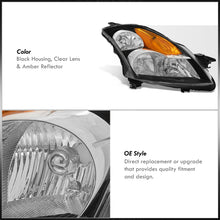 Load image into Gallery viewer, Nissan Altima Sedan 2007-2009 Factory Style Headlights Black Housing Clear Len Amber Reflector (Halogen Models Only)
