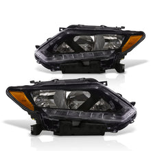 Load image into Gallery viewer, Nissan Rogue 2014-2016 LED DRL Factory Style Headlights Black Housing Clear Len Amber Reflector (Halogen Models Only)
