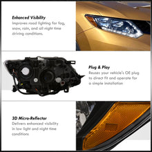 Load image into Gallery viewer, Nissan Rogue 2014-2016 LED DRL Factory Style Headlights Black Housing Clear Len Amber Reflector (Halogen Models Only)
