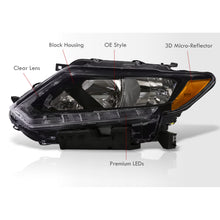 Load image into Gallery viewer, Nissan Rogue 2014-2016 LED DRL Factory Style Headlights Black Housing Clear Len Amber Reflector (Halogen Models Only)
