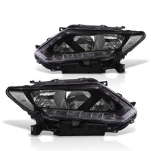 Load image into Gallery viewer, Nissan Rogue 2014-2016 LED DRL Factory Style Headlights Black Housing Clear Len Clear Reflector (Halogen Models Only)
