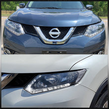 Load image into Gallery viewer, Nissan Rogue 2014-2016 LED DRL Factory Style Headlights Black Housing Clear Len Clear Reflector (Halogen Models Only)
