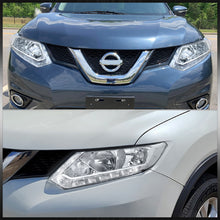 Load image into Gallery viewer, Nissan Rogue 2014-2016 LED DRL Factory Style Headlights Chrome Housing Clear Len Clear Reflector (Halogen Models Only)
