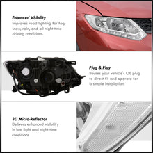 Load image into Gallery viewer, Nissan Rogue 2014-2016 LED DRL Factory Style Headlights Chrome Housing Clear Len Clear Reflector (Halogen Models Only)
